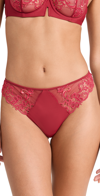 Simone Perele Caresse Lace Mesh Thong In Red