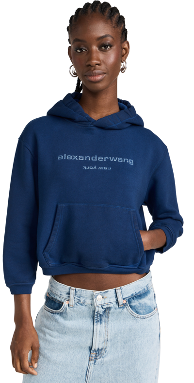 Alexander Wang Glitter Logo Hoodie In Blue