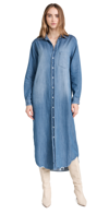 Frank & Eileen Rory Long Sleeve Denim Button-up Midi Dress In Distressed Vintage Wash