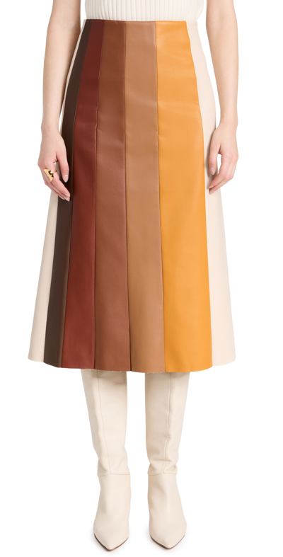 Mother The Bits And Pieces Faux-leather Midi Skirt In Multicolor