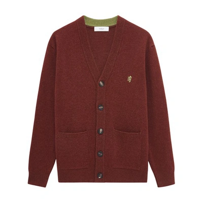 Pringle Of Scotland V-neck Lambswool Cardigan In Rust_red