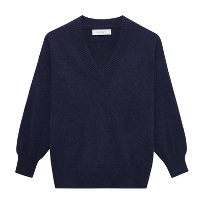Pringle Of Scotland V Neck Cashmere Sweater In Inkwell