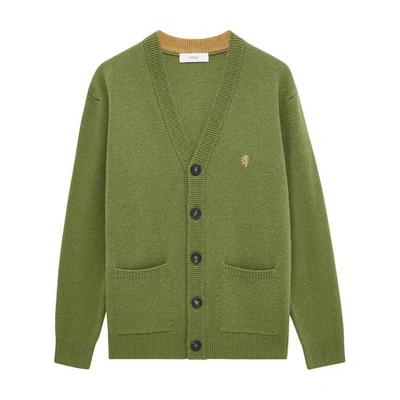 Pringle Of Scotland V-neck Lambswool Cardigan In Mineral_green