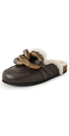JW ANDERSON SHEARLING CHAIN LOAFERS BROWN