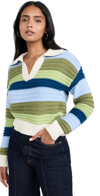 English Factory Stripe Knit Sweater In Green