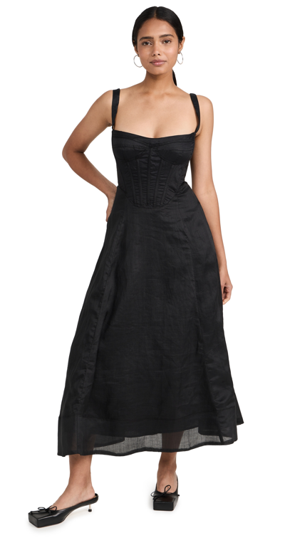 Bardot Adaline Corset Midi Dress In Black
