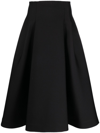 BOTTEGA VENETA BLACK WOOL A-LINE MIDI SKIRT