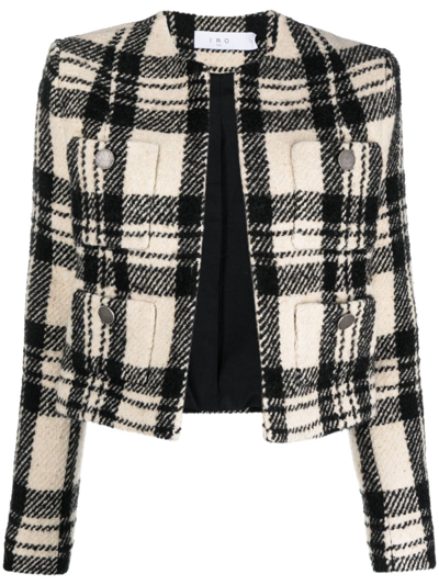 Iro Xelina Checkered Cropped Jacket In Beige