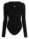 Isabel Marant Marine Serre Logo Printed Long Sleeved Bodysuit In Black