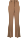 Alberto Biani Crepe High-waist Flared Trousers In Brown