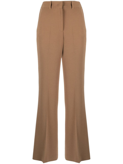 Alberto Biani Wide Leg Cady Trousers In Brown