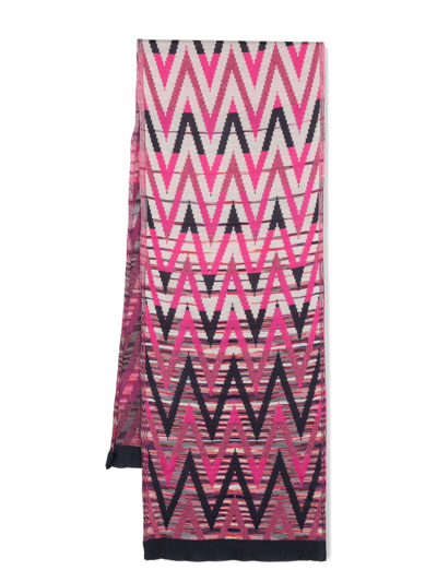 Missoni Zigzag Intarsia-knit Scarf In Pink