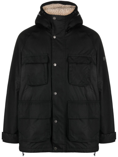 Barbour Tantallon Waxed Hooded Jacket In Black