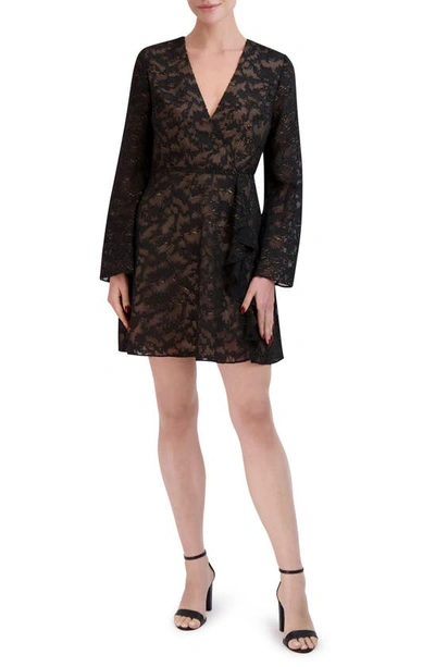 Laundry By Shelli Segal Floral Long Sleeve Dress In Black