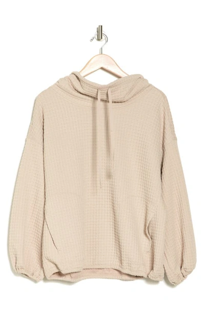 Max Studio Waffle Knit Long Sleeve Pullover In Sand