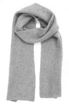 Portolano Stitched Cashmere Scarf In Light Heather Grey