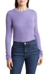 Renee C Long Sleeve Ribbed Crop Top In Purple