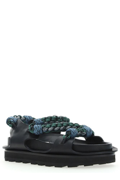 Jil Sander Interwoven-design Multicoloured Sandals In Black