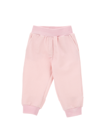 Monnalisa Cotton Joggers With Bows In Dusty Pink Rose