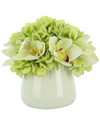 Creative Displays Hydrangea & Orchid In Glass Vase In White