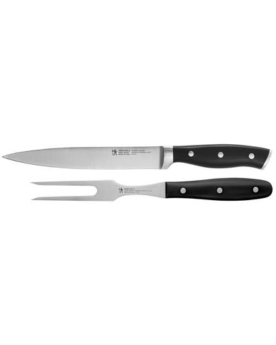 Zwilling J.a. Henckels Forged Accent 2pc Carving Set In Black