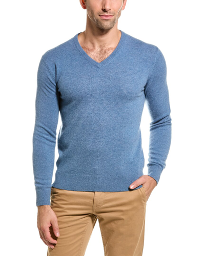 Douglas Anthony Douglas & Anthony Cashmere V-neck Sweater In Blue