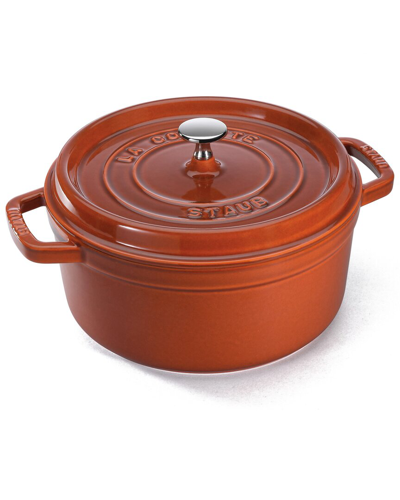 Staub Cast Iron 7 Quart Round Cocotte In Burnt Orange