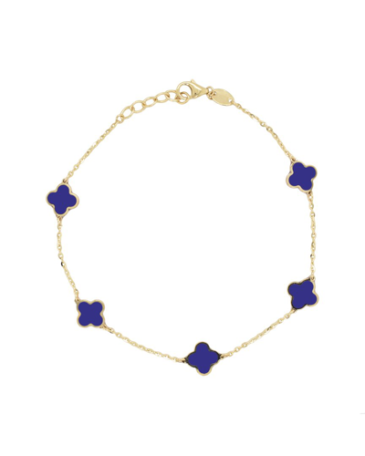 Italian Gold 14k Lapis Clover Bracelet