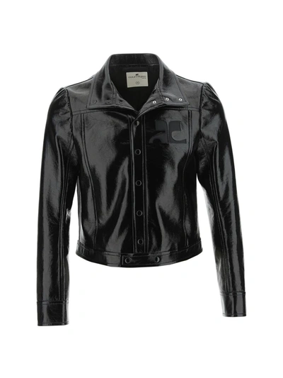 Courrèges Black Iconic Faux-leather Jacket