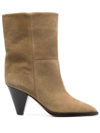 Isabel Marant 70mm Pointed Suede Boots In Nude & Neutrals