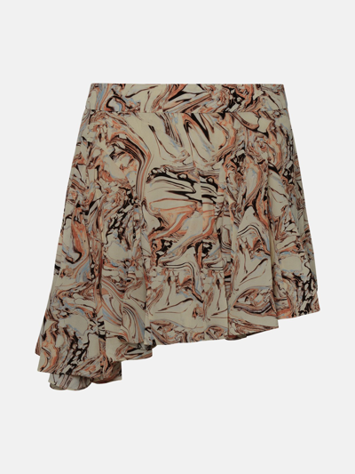 Isabel Marant Abstract-pattern Asymmetric Silk Skirt In Multi