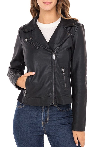 Sebby Faux Leather Moto Jacket In Black