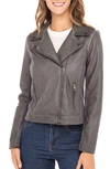 Sebby Faux Leather Moto Jacket In Grey