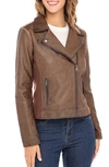 Sebby Faux Leather Moto Jacket In Whiskey