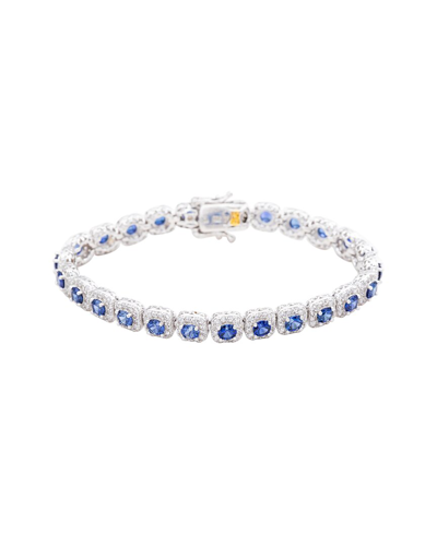 Suzy Levian Silver 0.02 Ct. Tw. Diamond & Gemstone Bracelet