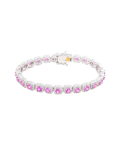 Suzy Levian Silver 0.02 Ct. Tw. Diamond & Gemstone Bracelet