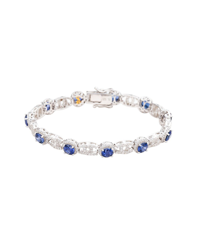 Suzy Levian Silver 0.02 Ct. Tw. Diamond & Gemstone Bracelet