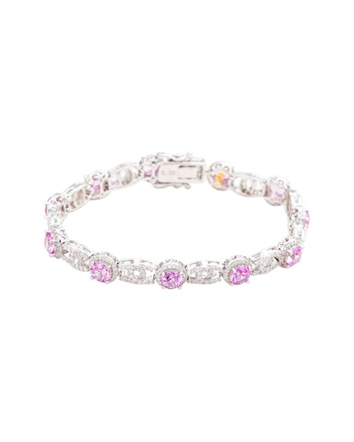 Suzy Levian Sapphire Tennis Bracelet In Pink