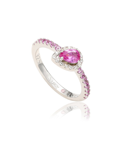 Suzy Levian Silver 0.02 Ct. Tw. Diamond & Gemstone Ring