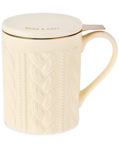Pinky Up Annette Knit Ceramic Tea Mug With Infuser In White