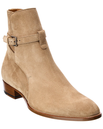 Saint Laurent Tan Wyatt Jodhpur Boots In Beige