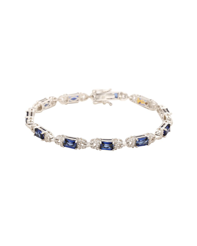 Suzy Levian Silver 0.02 Ct. Tw. Diamond & Gemstone Bracelet