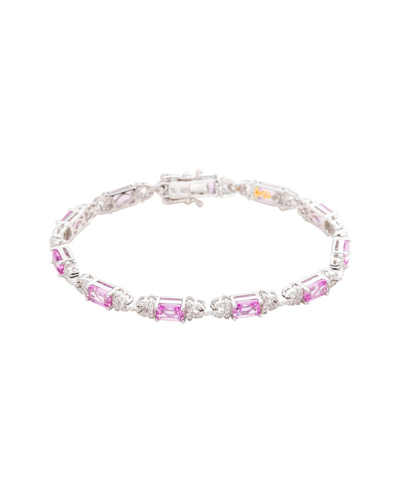 Suzy Levian Silver 0.02 Ct. Tw. Diamond & Gemstone Bracelet In White