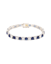 Suzy Levian Sterling Silver Cushion Cut Pink Sapphire And Created White Sapphire Tennis Bracelet