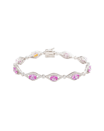 Suzy Levian Silver 0.02 Ct. Tw. Diamond & Gemstone Bracelet In White