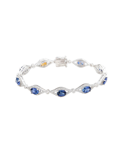 Suzy Levian Silver 0.02 Ct. Tw. Diamond & Gemstone Bracelet
