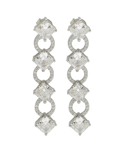 Suzy Levian Silver Cz Earrings In Metallic