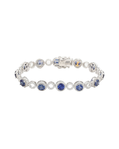 Suzy Levian Silver 0.02 Ct. Tw. Diamond & Gemstone Bracelet