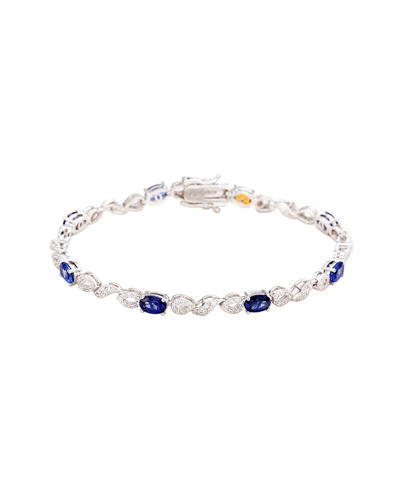 Suzy Levian Silver 0.02 Ct. Tw. Diamond & Gemstone Bracelet