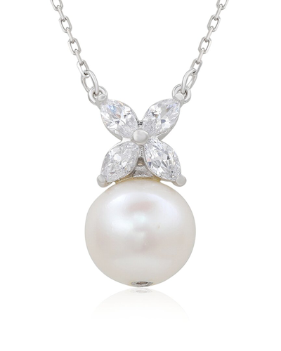 Suzy Levian Silver 0.02 Ct. Tw. Diamond & Created White Sapphire Necklace
